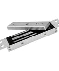 Flush Mount Magnetic Lock 350Lb 180Kg Beefy Holding Power for Access Control on a Single Door 12V Electromagnetic Lock Fail Safe Built In Surge Suppressor Steel Alloy, showcasing mounting brackets and electromagnet.