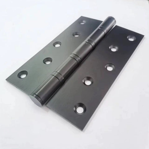 Two Pcs 5 Inch Stainless Steel Ball Bearing Door Hinges With Square Corner For Heavy Duty Wood Doors 0.12 Inch Thick Matte Black Finish