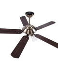 51 Inch Ceiling Fan With Light Kit And Remote, Farmhouse Vibe 5 Blade Copper Motor, Reversible Metal Blades