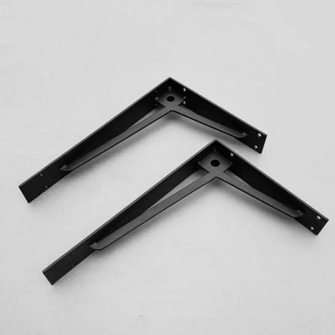 Heavy Duty Black Metal Shelf Brackets set of 2 sturdy rust-proof design for wall mount support and easy install.