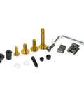 Universal 223-Piece Motorcycle Fairing Bolts Kit With Windscreen Screws And Nuts, gold hardware, push buckles, tool shown