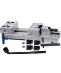 Heavy Duty Cnc Workbench Vise Rock Solid Clamping Fixture For Industrial Grinding And Precision Milling Shops, gray iron construction with jaws.