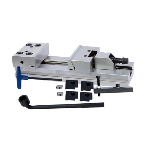 Heavy Duty Cnc Workbench Vise Rock Solid Clamping Fixture For Industrial Grinding And Precision Milling Shops, gray iron construction with jaws.