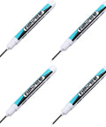 Top Shelf Four Pack Bold White Oil Based Permanent Markers Featuring Slick Quick Dry Ink And Razor Fine Nibs on white background.