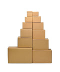 10 Pack Corrugated Kraft Paper Mailing Boxes 12x12x12 Cm One Size, Sturdy lightweight cartons stacked in pyramid arrangement