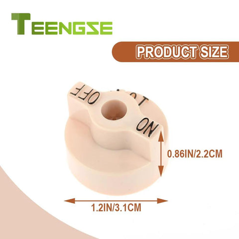Gas Valve Knob Replacement 4 Pack For Robertshaw Thermostats And Compatible Models, beige plastic knob with size dimensions.