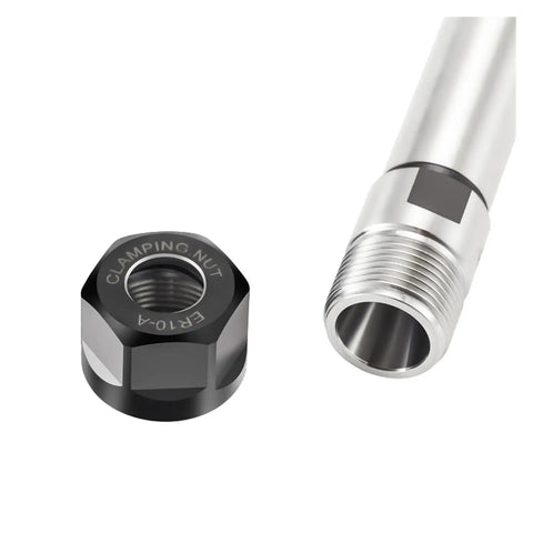 High Precision ER Extension Rod For Machine Tools With Ultra Low Runout 0.005mm Accuracy And Stable Cutting Performance Straight Shank Collet Holder showing clamping nut and extension rod.