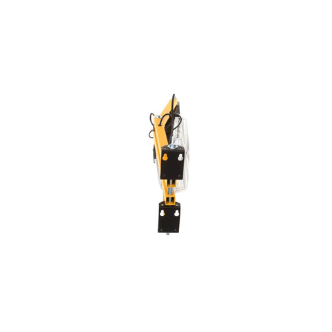Relentless Warehouse Workhorse Loading Dock Wall Mount Air Circulator With 40 Inch Reach side view showcasing dual steel tubing and 18 inch fan head.