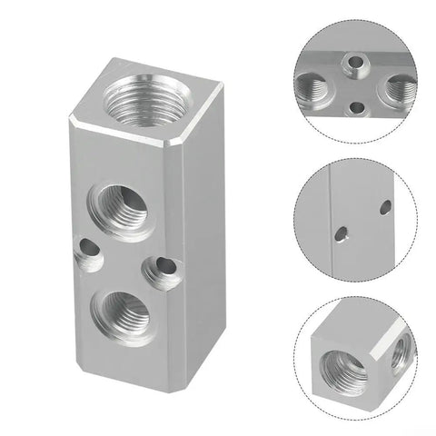 Heavy Duty Aluminum Air Manifold Distributor 1/2 Inch NPT 2 Way 4 Port Block Setup For Exhaust And Vacuum Systems 2 Pack For SY30 Series