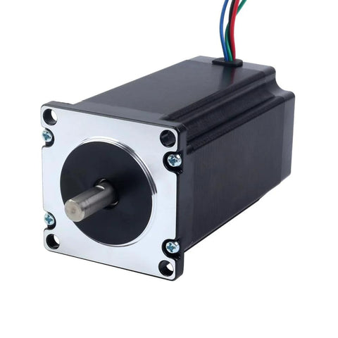 Nema 23 stepper motor with 100mm body length and 8mm shaft, front view