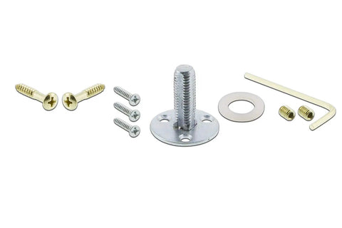 Egg And Dart Brass Door Plate With Meadows Knob Dummy Set For One Door Unlacquered Brass Solid Forged Brass Two Sides Included Two And Three Eighths Backset Ideal For Restoration And Easy Install On Modern Pre Drilled Doors mounting hardware with screws, washer and hex key