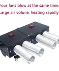 Professional Grade Heavy Duty 12V Car Heater 500W Dash Warmer with four fans for rapid windshield defrost.