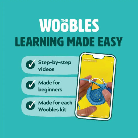 Smartphone displaying a step-by-step video tutorial for a Minecraft Crochet Kit For Adults And Beginners with prestarted yarn.