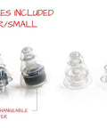 High Fidelity Concert Ear Plugs Reusable Noise Reduction Set With Two Sizes Included NRR 19dB, silicone material, two sizes shown