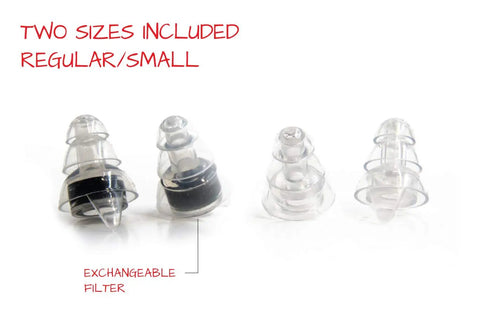 High Fidelity Concert Ear Plugs Reusable Noise Reduction Set With Two Sizes Included NRR 19dB, silicone material, two sizes shown