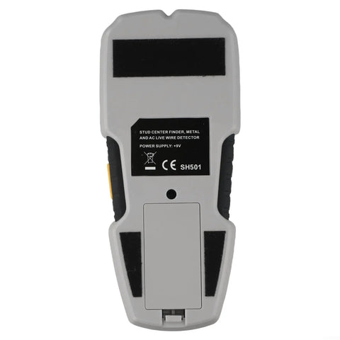Back view of the 5-in-1 for stud Finder Sensor Wall Scanner LCD Display 5-in-1, showing battery compartment and details.