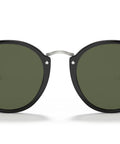 Unisex RB2447 Round Sunglasses, Black Frames With G15 Green Lenses, 49mm, 100 Percent UV Protection, Prescription Ready.