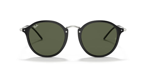 Unisex RB2447 Round Sunglasses, Black Frames With G15 Green Lenses, 49mm, 100 Percent UV Protection, Prescription Ready.