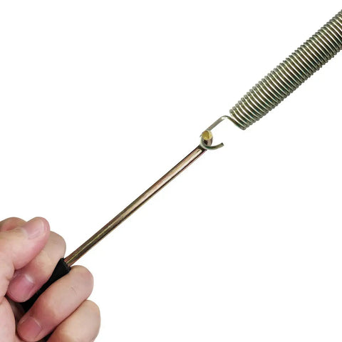 Trampoline Spring Tool For Easy Removal And Quick Installation, Heavy Duty Spring Puller With T Shape Hook And Comfortable Plastic Grip, One Piece Handle Design For Safe DIY Spring Replacement, metal hook close-up