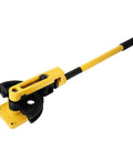 Manual Pipe Tube Bender Set For Steel And Copper Tubing Heavy Duty Lever Handle Bending Tool showing yellow lever and rotating mechanism.