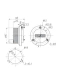 Technical drawing of Pulser Handwheel For CNC Machines And Milling Equipment, side and front view, dimensions labeled.