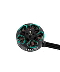 Ultra Lightweight Brushless Motor For 3.5 To 5 Inch FPV Drones 1804 2450KV Or 3450KV with teal accents and wires
