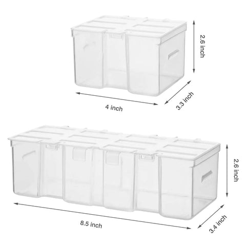 Two clear plastic boxes from the 16 Compartment Detachable Toolbox Organizer With Removable Sections And Clear Lid For Easy Sorting