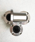 Flanged Linear Bearing Bushing LMF25UU Chrome Steel SAE 52100 with Rubber Sealed Closure, top view showing flanged mounts