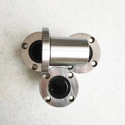 Flanged Linear Bearing Bushing LMF25UU Chrome Steel SAE 52100 with Rubber Sealed Closure, top view showing flanged mounts