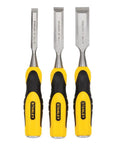 Three Piece Chisel Set With Hardened Chrome Carbon Steel Blades, Short Series For Extra Control with ergonomic handles