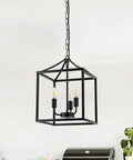 Black Farmhouse Pendant Light Lantern Cage Chandelier for Industrial Kitchen Foyer Dining Room and Island Three Light E12 Fixture Vintage Style 15x11 Inches