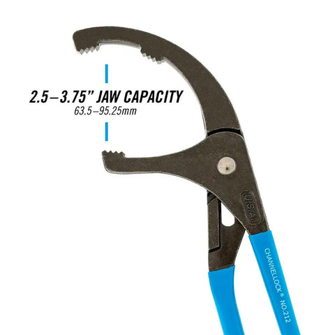 Beefy 12 Inch Oil Filter Pliers 212 Forged High Carbon Steel Heavy Duty Universal Fit with 2.5-3.75 inch Jaw Capacity