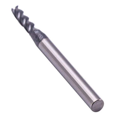 Solid carbide end mill, 3/32 in cutting dia, 1/8 in shank, 4-flute, AlTiN coated, square end