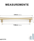 Champagne Bronze Cabinet Pulls Set, 6 Pack, 7.56 Inch Hole Center, Zinc Alloy Modern Warm Gold Drawer Handles with dimensions