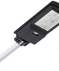 JUDYSSY 360W Solar Street Lights Outdoor with remote, showcasing black LED lamp and white mounting pole for security use.