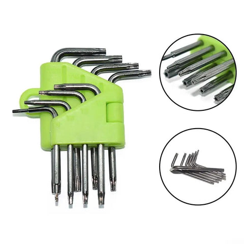 Top Notch 8 Piece L Star Hex Key Set Made From Heavy Duty Chrome Vanadium Steel For Gaming Gadgets And Electronics Fixin' With Pro T7 T8 Bit Power, green holder