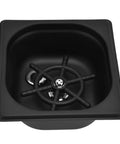 Heavy-Hitter Square Glass Rinser And Sink Sprayer, Solid Stainless Steel Auto Cup Washer With Multi-Angle Quick Cleaning Rig For Bars Restaurants And Coffee Shops, Sleek Matte Black Flex top view of matte black sink sprayer.