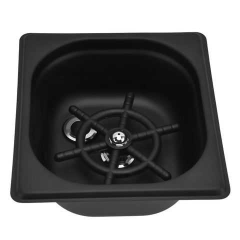 Heavy-Hitter Square Glass Rinser And Sink Sprayer, Solid Stainless Steel Auto Cup Washer With Multi-Angle Quick Cleaning Rig For Bars Restaurants And Coffee Shops, Sleek Matte Black Flex top view of matte black sink sprayer.