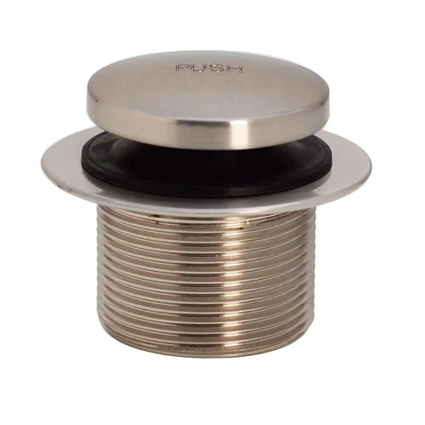 Top Shelf 14 By One And A Half Inch White Tubular Bathtub Waste Overflow Kit With Easy Foot Tap Tip Toe Drain Stopper In Satin Nickel Finish.