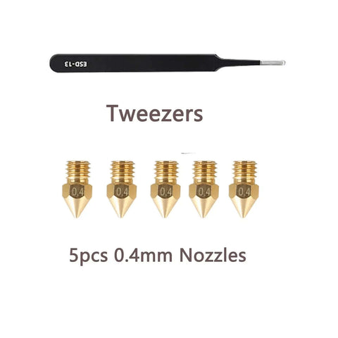 Ender Series 3D Printer Tool Kit featuring 5pcs 0.4mm nozzles and ESD-13 tweezers for Ender 3 Pro V2 Neo S1 maintenance