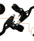 Universal Aluminum Alloy Bicycle Brake Levers Set For 22mm Handlebars Fits Mountain And Road Bikes Easy Install With Smooth Actuation And Durable Black Finish 1 Pair Included, close-up view showing detailed design and finish.