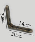 Bronze 10 Pack 90 Degree Hinges For Wooden Boxes Zinc Alloy Folding With Screws, heavy duty, dimensions 30mm x 30mm x 14mm