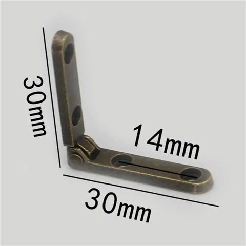 Bronze 10 Pack 90 Degree Hinges For Wooden Boxes Zinc Alloy Folding With Screws, heavy duty, dimensions 30mm x 30mm x 14mm