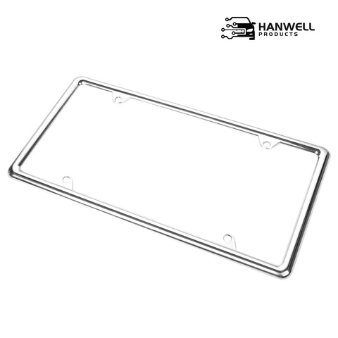 Beefy Chrome Zinc Alloy License Plate Frame Universal Fit Heavy Duty Never Rust Durable With Metal Screws Chrome Caps And Screwdriver Included Slim Design That Will Not Cover Your Tag