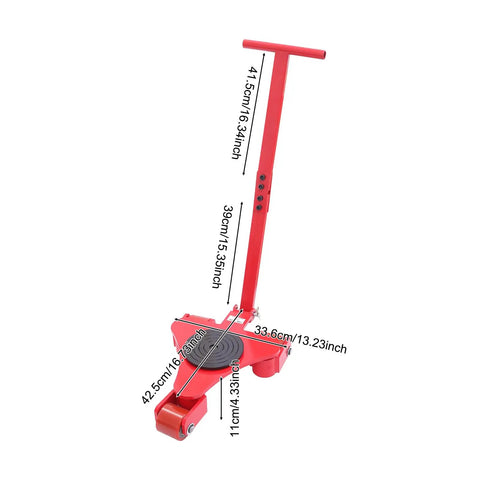Beefy 2 Ton Machinery Mover Dolly Set Of 4 With 360 Degree Swivel PU Wheel Rollers Heavy Duty Industrial Equipment Transport Skate For Warehouse Factory Garage Move red dolly with dimensions shown