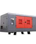 Heavy Duty Oil Free Rotary Screw Air Compressor Built For The Daily Grind Workshop And Factory Floor With High Pressure Air Delivery side view with red doors.