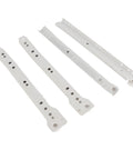 Beefy Cold Rolled Steel Drawer Slide Kit 25 Cm, shown in white with holes for mounting, smooth and stable glide hardware.