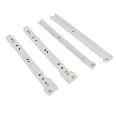 Beefy Cold Rolled Steel Drawer Slide Kit 25 Cm, shown in white with holes for mounting, smooth and stable glide hardware.