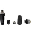 M12 4 Pin A Code Circular Connector IP67 Sensor Ready Field Wireable Straight Type 250V 4A with brass gold contacts, dismantled view.