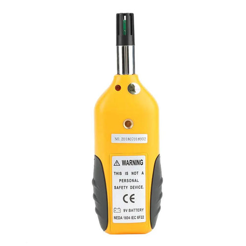 Yellow back of 2 In 1 Temperature Humidity Meter Portable Digital Hygrometer Thermometer With Wet Bulb Dew Point